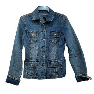 Raccini Womens Denim Jacket S Blue Button-Down Front Stretch